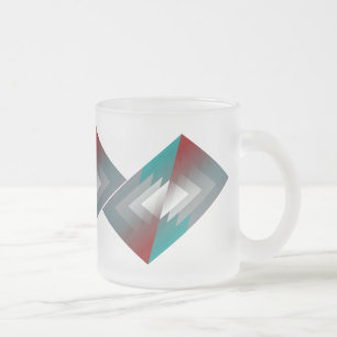 Caneca De Café Vidro Jateado Triângulos de cinza Teal na burgundy