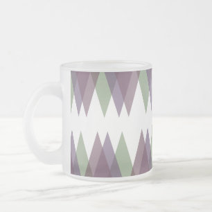 Caneca De Café Vidro Jateado Triângulos Mauve e Verde