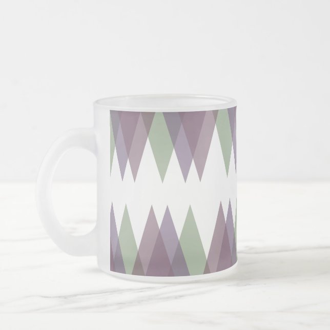 Caneca De Café Vidro Jateado Triângulos Mauve e Verde (Esquerda)