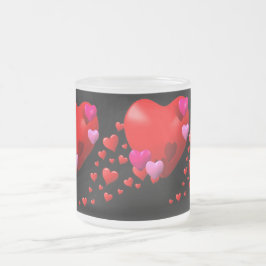 Caneca De Café Vidro Jateado Trilha de Corações -