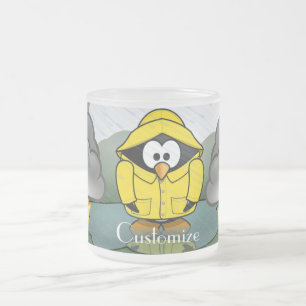 Caneca De Café Vidro Jateado Trocando Rainy Day Pinguin Thunder_Cove