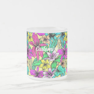 Caneca De Café Vidro Jateado Tropical Flower Mix Thunder_Cove