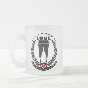 CANECA DE CAFÉ VIDRO JATEADO TUDO O QUE PRECISO É AMOR E YOGA E UM CAFÉ.