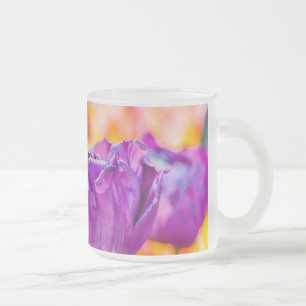 Caneca De Café Vidro Jateado Tulipas Encantando Roxo
