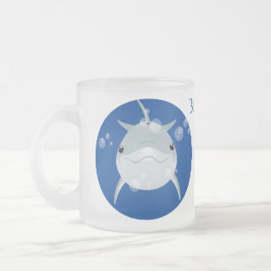 Caneca De Café Vidro Jateado Um bonito e feliz desenho animado de golfinho kawa