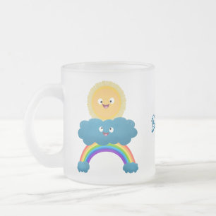 Caneca De Café Vidro Jateado Um desenho animado da nuvem-arco-íris, uma nuvem 
