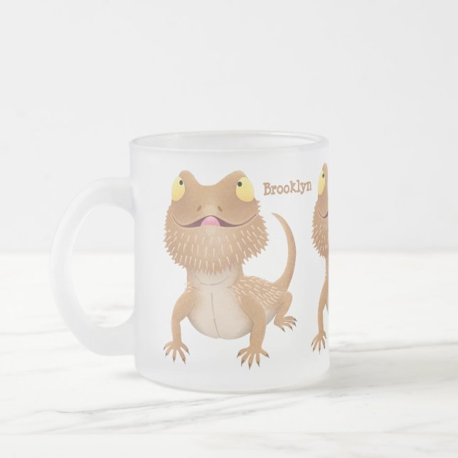 Caneca De Café Vidro Jateado Um desenho animado de lagarto de dragão barbudo (Esquerda)