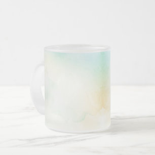 Caneca De Café Vidro Jateado Uma caneca de vidro fosco com um design suave aqua