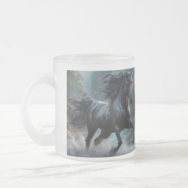 Caneca De Café Vidro Jateado Unicórnio (Esquerda)