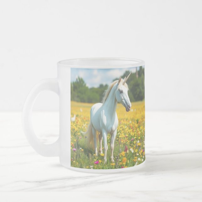 Caneca De Café Vidro Jateado Unicórnio (Esquerda)