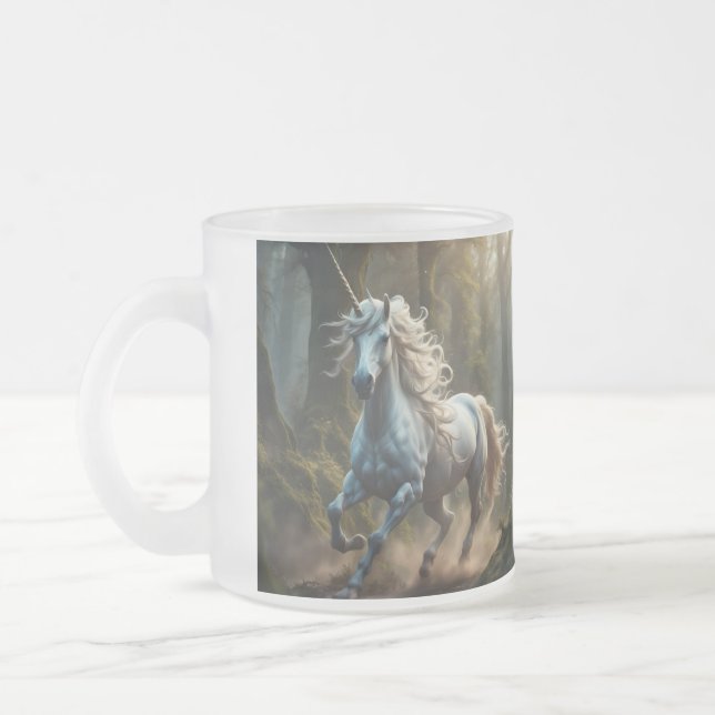 Caneca De Café Vidro Jateado Unicórnio (Esquerda)