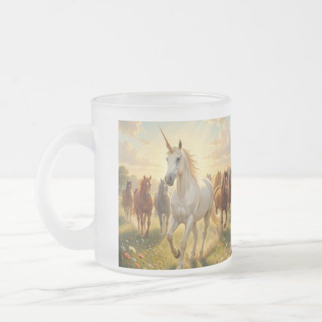 Caneca De Café Vidro Jateado Unicórnio (Esquerda)