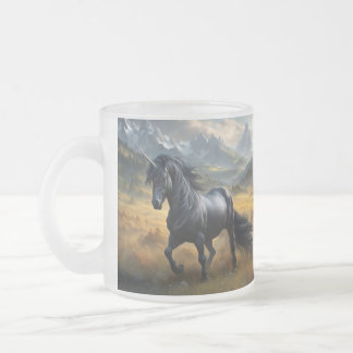 Caneca De Café Vidro Jateado Unicórnio