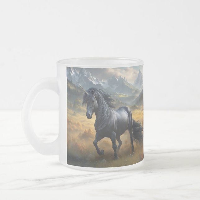 Caneca De Café Vidro Jateado Unicórnio (Esquerda)