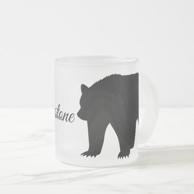 Caneca De Café Vidro Jateado Urso De fosco De Vidro De Lama (Frente Esquerda)