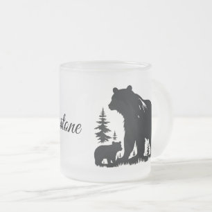 Caneca De Café Vidro Jateado Urso De fosco De Vidro De Lama