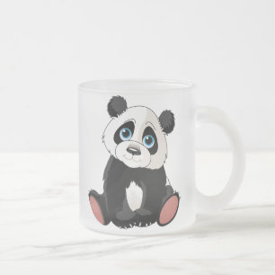 Caneca De Café Vidro Jateado Urso de panda