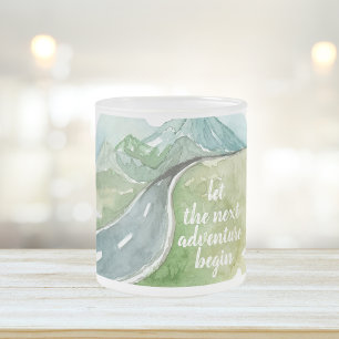 Caneca De Café Vidro Jateado Vamos Natural De Aquarela O Próximo Aventura Começ