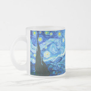 Caneca De Café Vidro Jateado Van Gogh Starry Night