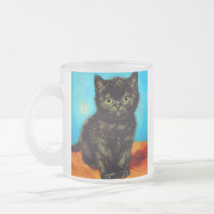 Caneca De Café Vidro Jateado Van Gogh Style Pouting Kitten