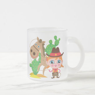 Caneca De Café Vidro Jateado Vaqueira e cavalo