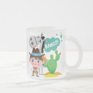 Caneca De Café Vidro Jateado Vaqueiro e cavalo