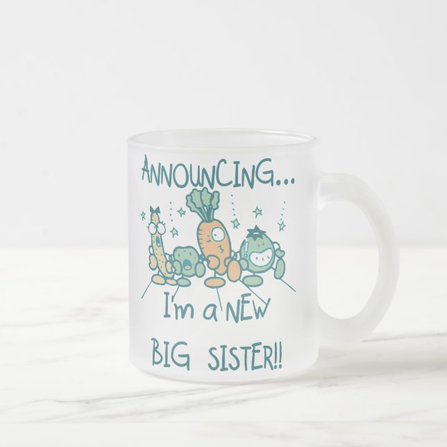 Caneca De Café Vidro Jateado Veggies Engraçados Nova Irmã (Direita)