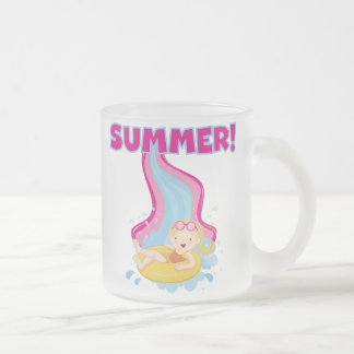 Caneca De Café Vidro Jateado Verão louro da menina