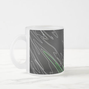 Caneca De Café Vidro Jateado Verde Preto Marbled