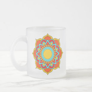 Caneca De Café Vidro Jateado Vermelhos Geométricos Flor-54567