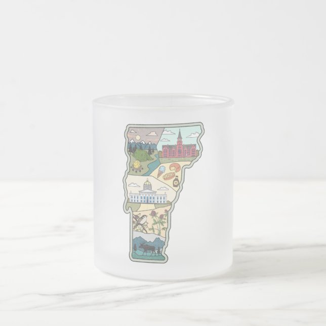 Caneca De Café Vidro Jateado Vermont Map of Burlington Killington VT State (Centro)