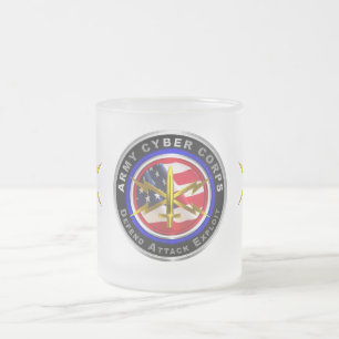 Caneca De Café Vidro Jateado Veterano do Exército Cyber Corps  