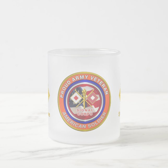 Caneca De Café Vidro Jateado Véterano do Exército Ordenado (Centro)