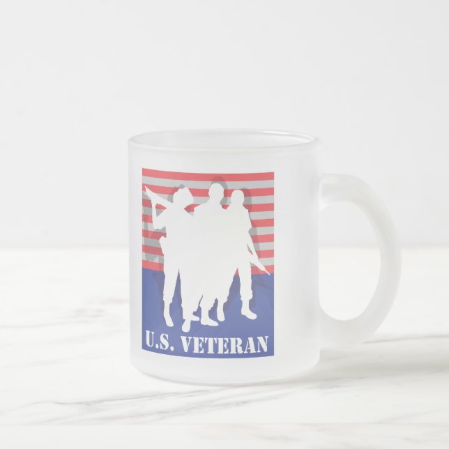 Caneca De Café Vidro Jateado Veterano dos E.U. (Direita)
