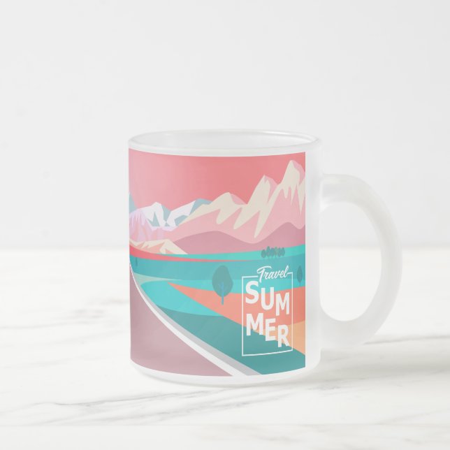 Caneca De Café Vidro Jateado Viagem Summer Sunset Sky Road Trip Rocky Mountain (Direita)