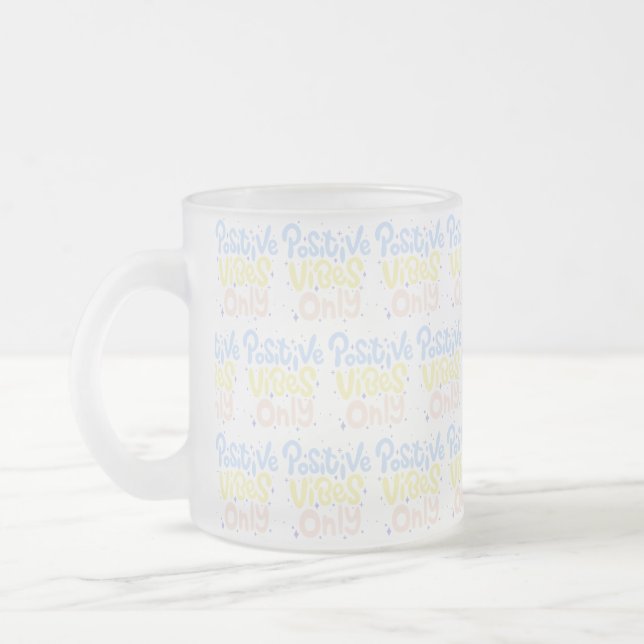 Caneca De Café Vidro Jateado Vibrações Positivas Somente (Esquerda)