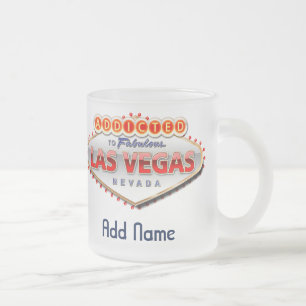 Caneca De Café Vidro Jateado Viciado sinal engraçado de Las Vegas, Nevada