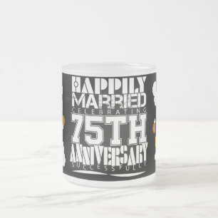 Caneca De Café Vidro Jateado vida feliz casada celebra 60 anos75