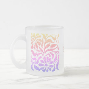Caneca De Café Vidro Jateado Vidro Aparente Primavera de Arte Floral