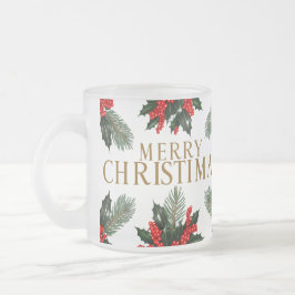 Caneca De Café Vidro Jateado Vidro de Fosco de Natal Elegante