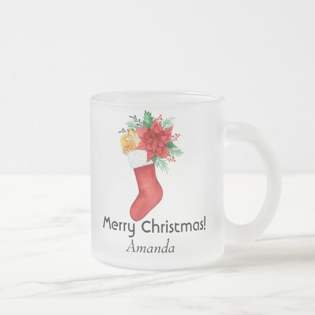 Caneca De Café Vidro Jateado Vidro fosco de Natal (Direita)