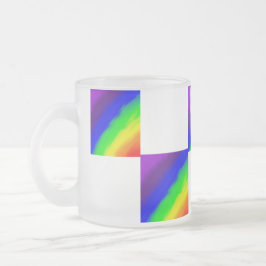 Caneca De Café Vidro Jateado Vidro Fosco Xadrez Gradiente Arco-íris