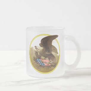 Caneca De Café Vidro Jateado Vintage American Eagle Fosco Glass Mug