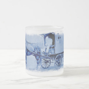 Caneca De Café Vidro Jateado Vintage Delivery Wagon Fosco Glass Mug