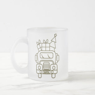 Caneca De Café Vidro Jateado Visão frontal do caminhão de Natal do Papai Noel