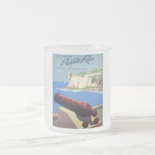 Caneca De Café Vidro Jateado Visite a Fortaleza de El Morro, Porto Rico, Velho 