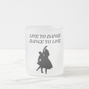CANECA DE CAFÉ VIDRO JATEADO VIVE PARA DANÇAR, DANÇA PARA VIVER