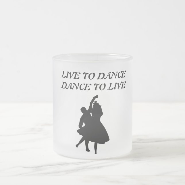 CANECA DE CAFÉ VIDRO JATEADO VIVE PARA DANÇAR, DANÇA PARA VIVER (Centro)