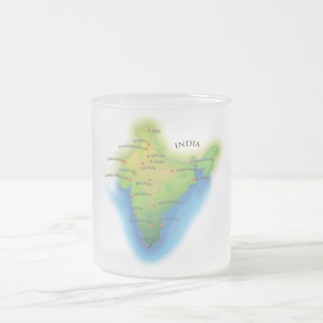 Caneca De Café Vidro Jateado Voar para a Índia (Centro)