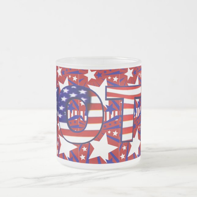 Caneca De Café Vidro Jateado Votar com Estrelas e Stripes - (Centro)